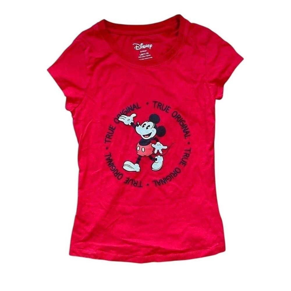4/$25 Disney Mickey Mouse True Original Graphic Red T-Shirt Juniors Size Large